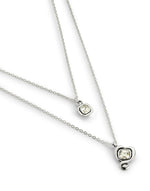 Sterling Silver Plated Pendant with Double Chain and Hearts with Clear Crystal - COL2002CRSMTL0U-UNO de 50-Renee Taylor Gallery