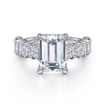 14K White Gold Emerald Cut Cathedral Diamond Engagement Ring Mount - ER16221E12W44JJ-Gabriel & Co.-Renee Taylor Gallery