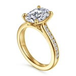 14K Yellow Gold Oval Channel Set Cathedral Diamond Engagement Ring Mount - ER16993O12Y44JJ-Gabriel & Co.-Renee Taylor Gallery