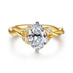 14K White-Yellow Gold Oval Three Stone Diamond Engagement Ring Mount - ER16917O6M44JJ-Gabriel & Co.-Renee Taylor Gallery