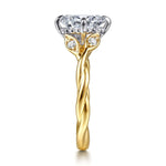 14K White-Yellow Gold Oval Three Stone Diamond Engagement Ring Mount - ER16917O6M44JJ-Gabriel & Co.-Renee Taylor Gallery
