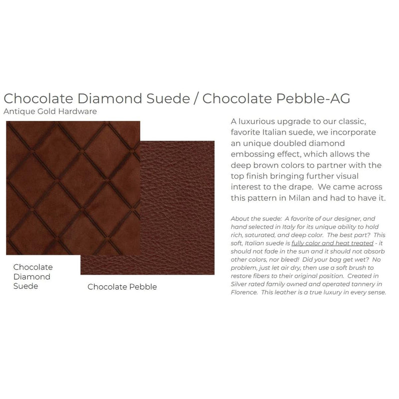 DILLON SML - Chocolate Diamond Suede/Antique Gold