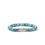 Heishi Silver Bracelet with Treated Turquoise - BUS290131TQX-John Hardy-Renee Taylor Gallery