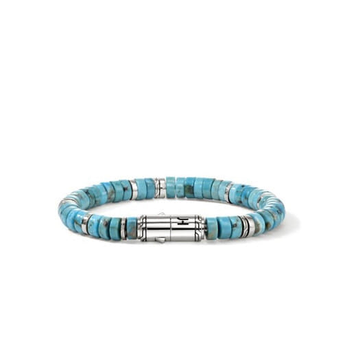 Heishi Silver Bracelet with Treated Turquoise - BUS290131TQX-John Hardy-Renee Taylor Gallery