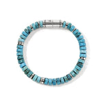 Heishi Silver Bracelet with Treated Turquoise - BUS290131TQX-John Hardy-Renee Taylor Gallery