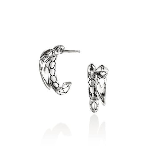 Naga Silver Hoop Earrings - EB60413-John Hardy-Renee Taylor Gallery