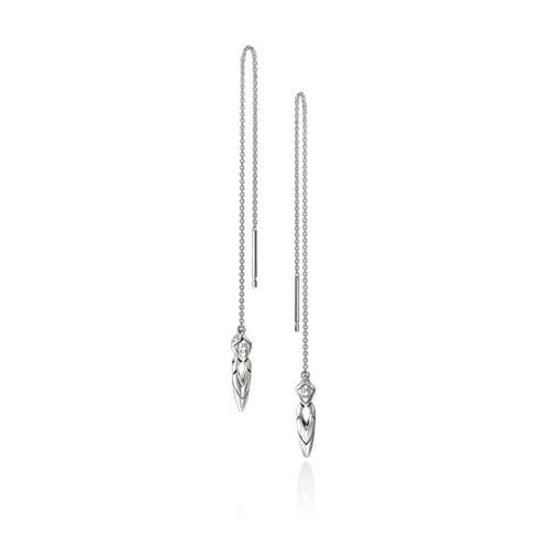 Naga Silver Diamond Pave (0.12ct) Drop Earrings - EBP604062DI-John Hardy-Renee Taylor Gallery