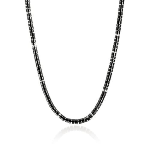 Heishi Silver Necklace with 6mm Treated Black Onyx Beads - NMS290141BONX22-John Hardy-Renee Taylor Gallery