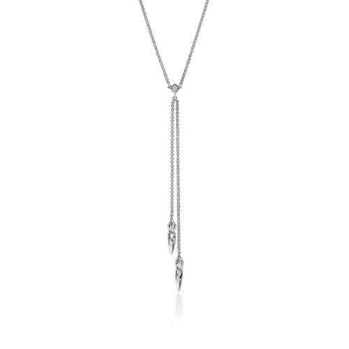 Naga Silver Diamond Pave (0.03ct) Y Necklace with 1.5mm Rolo Chain, Size 16-18 Adjustable and 88.5mm Drop - NBP604012DIX16-18-John Hardy-Renee Taylor Gallery