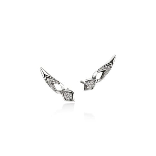 Naga Silver Diamond Pave (0.11ct) Stud Earrings - EBP603992DI-John Hardy-Renee Taylor Gallery