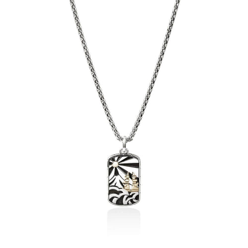Legends 14K Gold & Silver Tag Pendant on 2.7mm Box Chain Necklace - NMZZ98985X-John Hardy-Renee Taylor Gallery