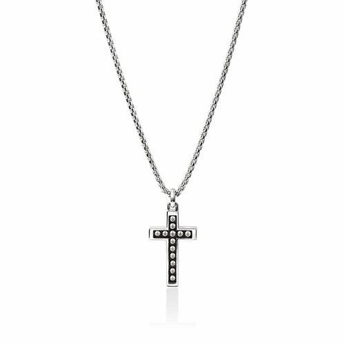 Nailhead Silver Cross Pendant on 2.7mm Box Chain Necklace - NM30179X-John Hardy-Renee Taylor Gallery