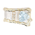 14K Gold & Crystalline Silver Aquamarine & Diamond Ring - 11335-Charles Duncan-Renee Taylor Gallery