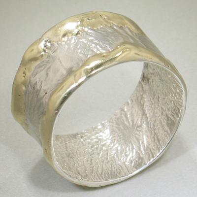 14K Gold & Crystalline Silver Blank Ring - 11601-Shelli Kahl-Renee Taylor Gallery