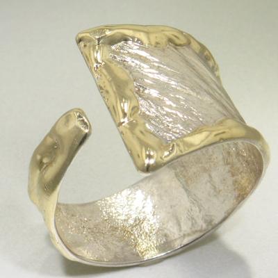 14K Gold & Crystalline Silver Blank Ring - 11606-Shelli Kahl-Renee Taylor Gallery