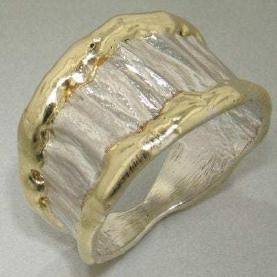 14K Gold & Crystalline Silver Blank Ring - 12159-Shelli Kahl-Renee Taylor Gallery