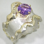 14K Gold & Crystalline Silver Amethyst Ring - 12455-Shelli Kahl-Renee Taylor Gallery