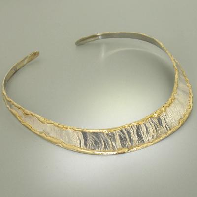 14K Gold & Crystalline Silver Blank Collar - 12996-Shelli Kahl-Renee Taylor Gallery