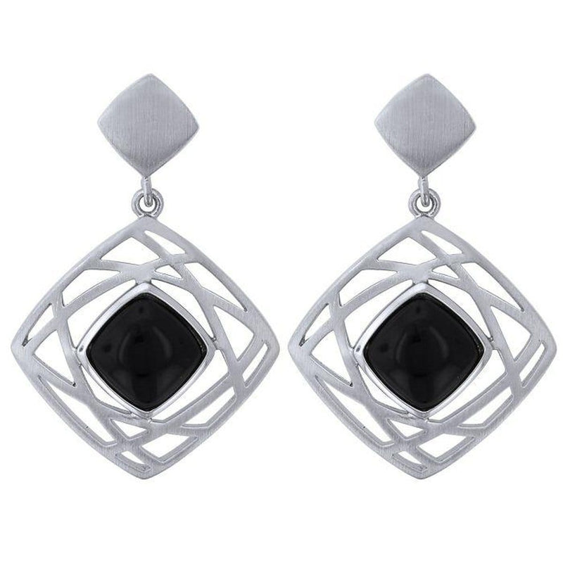 Sterling Silver Onyx Earrings - 12/02003-ON-Breuning-Renee Taylor Gallery