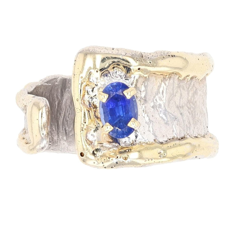 14K Gold & Crystalline Silver Sapphire Ring - 13467-Shelli Kahl-Renee Taylor Gallery