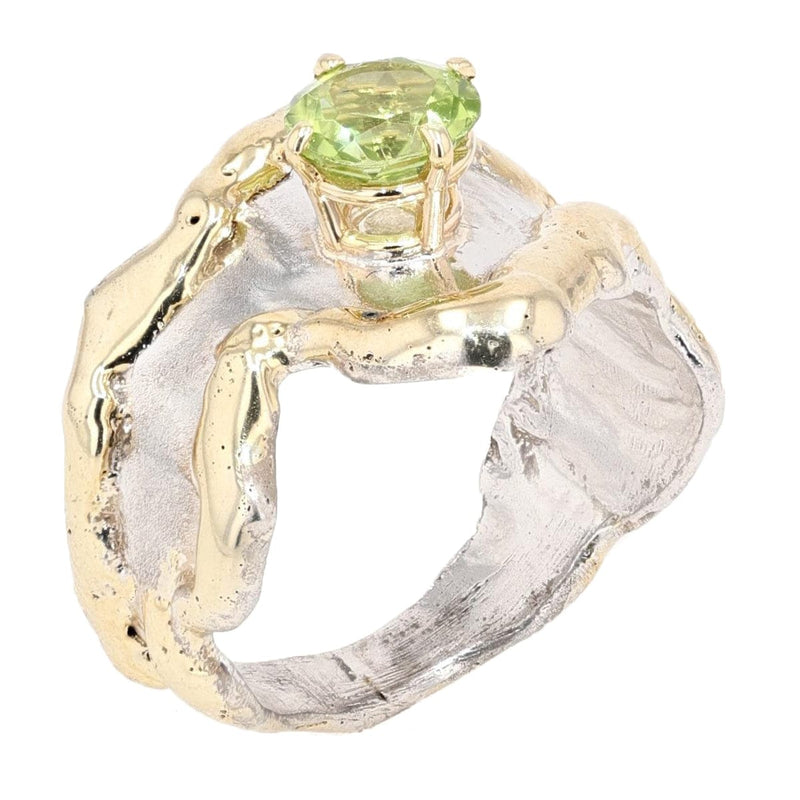 14K Gold & Crystalline Silver Peridot Ring - 13583-Shelli Kahl-Renee Taylor Gallery