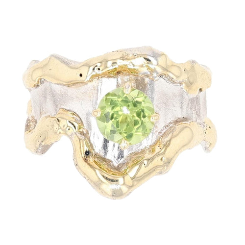 14K Gold & Crystalline Silver Peridot Ring - 13583-Shelli Kahl-Renee Taylor Gallery