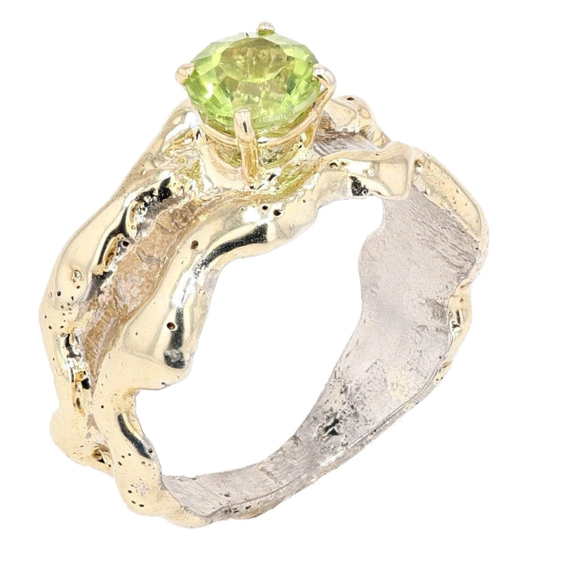 14K Gold & Crystalline Silver Peridot Ring - 13584-Shelli Kahl-Renee Taylor Gallery