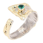 14K Gold & Crystalline Silver Emerald Ring - 13602-Shelli Kahl-Renee Taylor Gallery