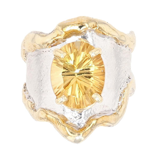 14K Gold & Crystalline Silver Citrine Ring - 13687-Shelli Kahl-Renee Taylor Gallery