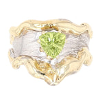 14K Gold & Crystalline Silver Peridot Ring - 13727-Shelli Kahl-Renee Taylor Gallery