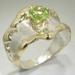 14K Gold & Crystalline Silver Peridot Ring - 14772-Shelli Kahl-Renee Taylor Gallery