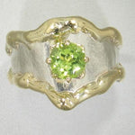 14K Gold & Crystalline Silver Peridot Ring - 14772-Shelli Kahl-Renee Taylor Gallery
