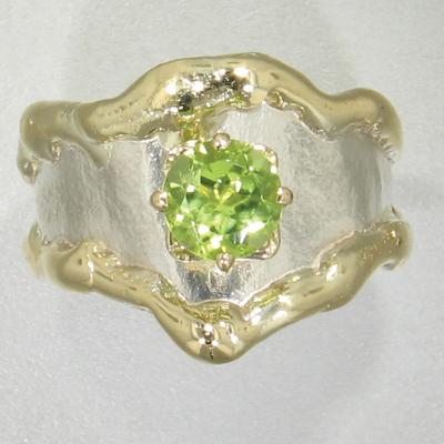 14K Gold & Crystalline Silver Peridot Ring - 14772-Shelli Kahl-Renee Taylor Gallery