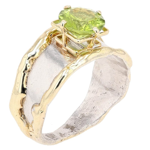 14K Gold & Crystalline Silver Peridot Ring - 14836-Shelli Kahl-Renee Taylor Gallery