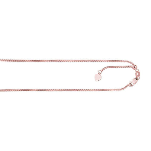 14K 22" Adjustable 1.33mm Popcorn Chain Rose Gold-Renee Taylor Gallery-Renee Taylor Gallery