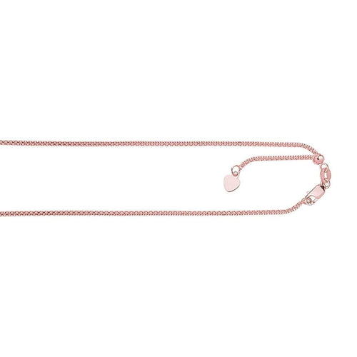 14K 22" Adjustable 1.33mm Popcorn Chain Rose Gold - APRPC030-22-R-Royal Chain-Renee Taylor Gallery