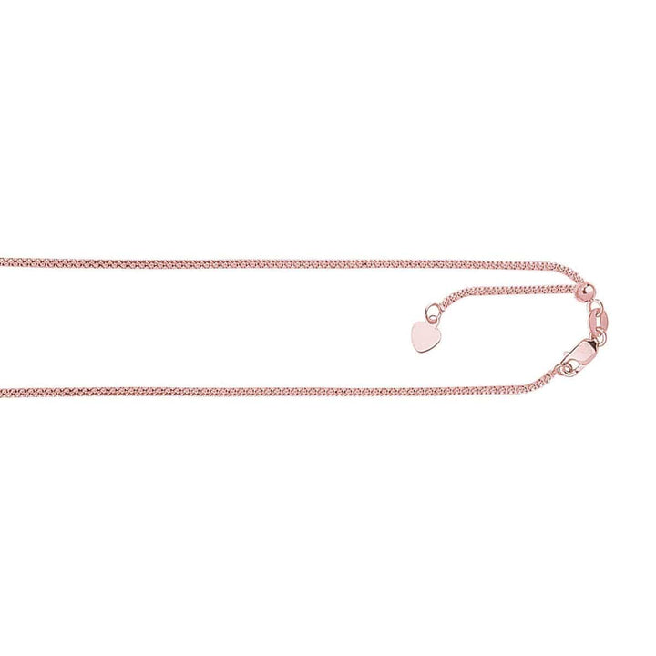 14K 22" Adjustable 1.33mm Popcorn Chain Rose Gold - APRPC030-22-R-Royal Chain-Renee Taylor Gallery