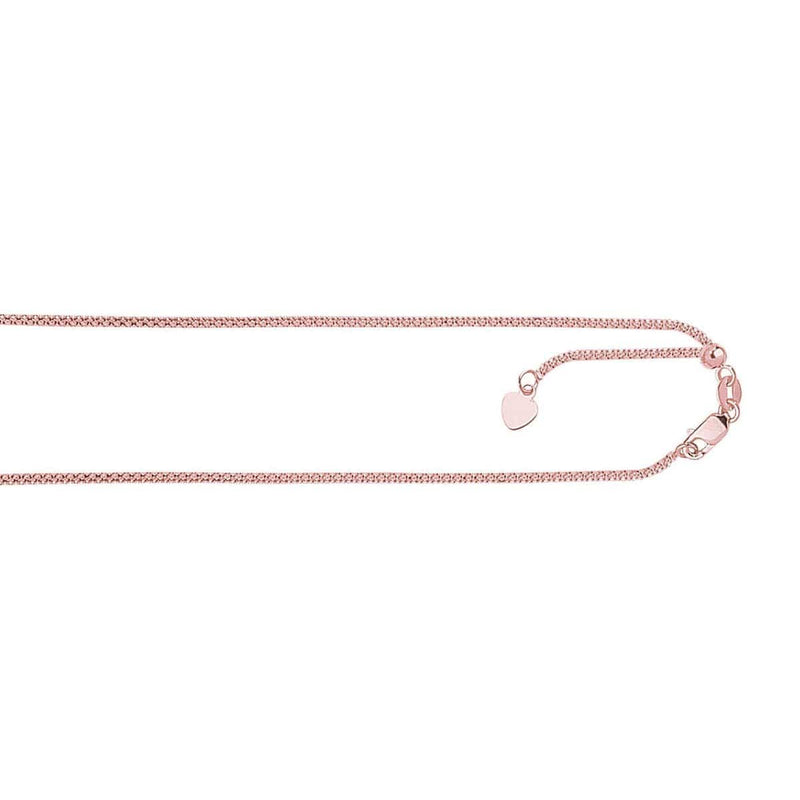 14K 22" Adjustable 1.33mm Popcorn Chain Rose Gold - APRPC030-22-R-Royal Chain-Renee Taylor Gallery
