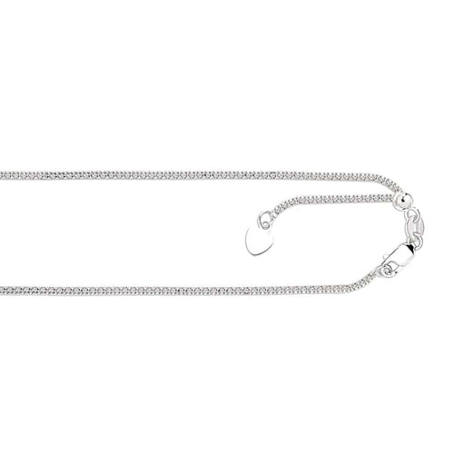 14K 22" Adjustable 1.33mm Popcorn Chain White Gold-Renee Taylor Gallery-Renee Taylor Gallery
