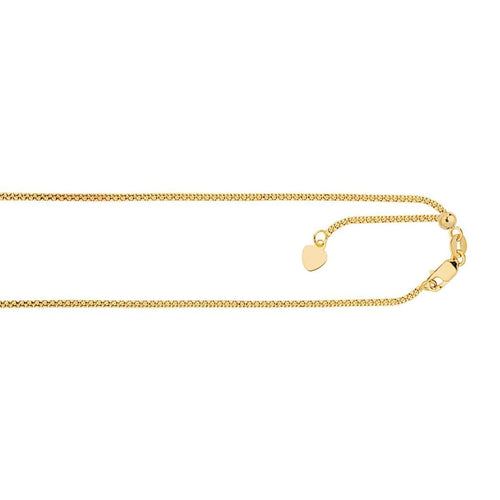 14K 22" Adjustable 1.33mm Popcorn Chain Yellow Gold-Renee Taylor Gallery-Renee Taylor Gallery