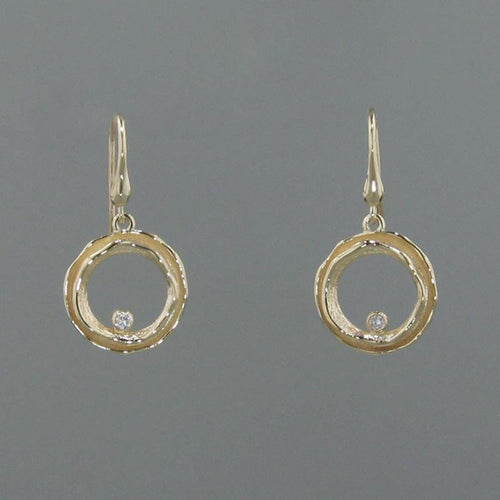 14k Yellow Gold & Diamond Earrings - 445MD+W-Y-Leon Israel Designs-Renee Taylor Gallery