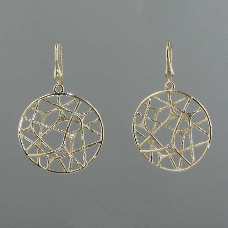 14k Yellow Gold & Diamond Earrings - 697D+W-Y-Leon Israel Designs-Renee Taylor Gallery