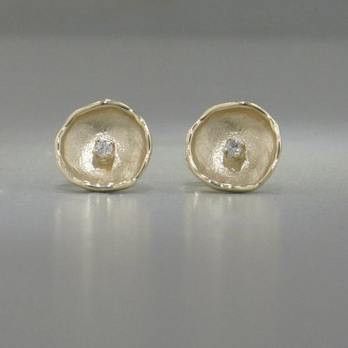 14k Yellow Gold & Diamond Earrings - 809ED+Y-Y-Leon Israel Designs-Renee Taylor Gallery