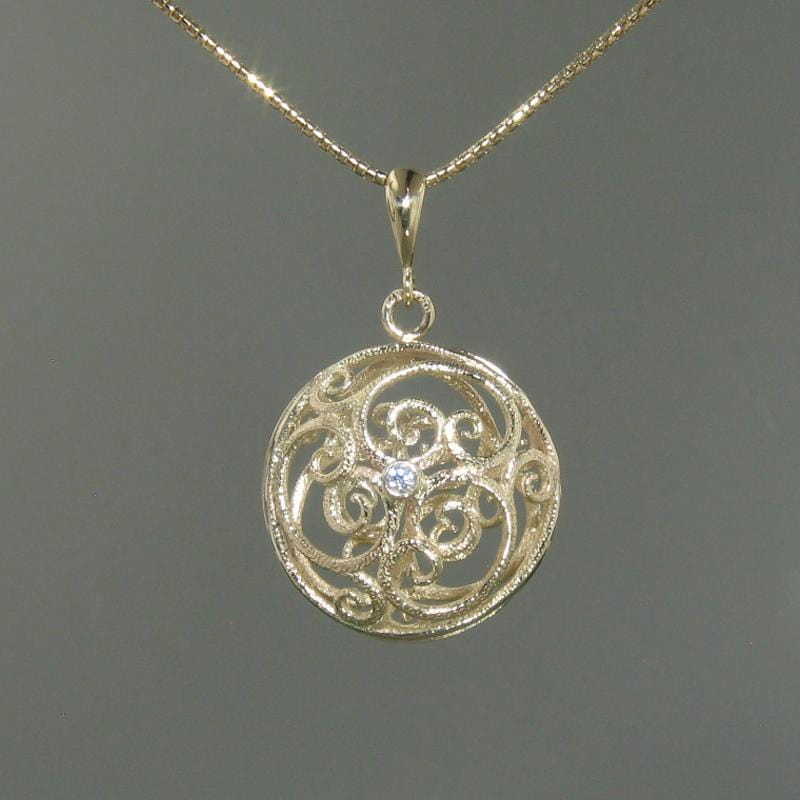 14k Yellow Gold & Diamond Pendant - 349CD-Y-Leon Israel Designs-Renee Taylor Gallery