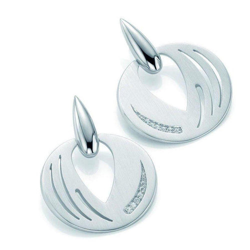 Sterling Silver White Sapphire Earrings - 12/01977-Breuning-Renee Taylor Gallery
