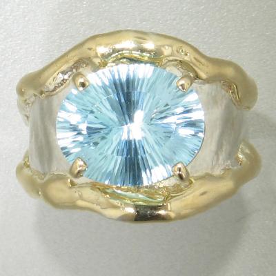 14K Gold & Crystalline Silver Sky Blue Topaz Ring - 15159-Shelli Kahl-Renee Taylor Gallery