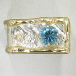 14K Gold & Crystalline Silver Diamond & Blue Topaz Ring - 15190-Shelli Kahl-Renee Taylor Gallery