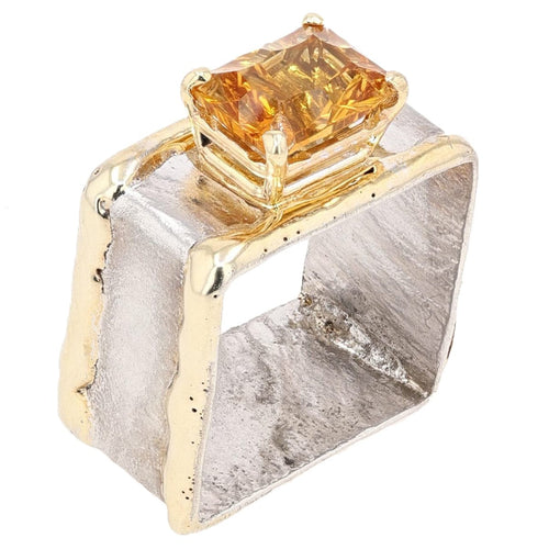 14K Gold & Crystalline Silver Citrine Ring - 15641-Shelli Kahl-Renee Taylor Gallery