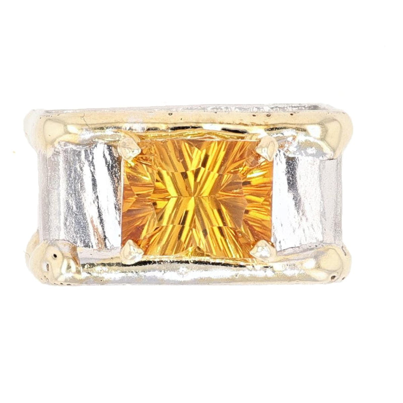 14K Gold & Crystalline Silver Citrine Ring - 15641-Shelli Kahl-Renee Taylor Gallery