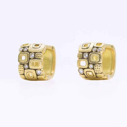 18K Little Windows Diamond Huggie Earrings - E-83-Alex Sepkus-Renee Taylor Gallery